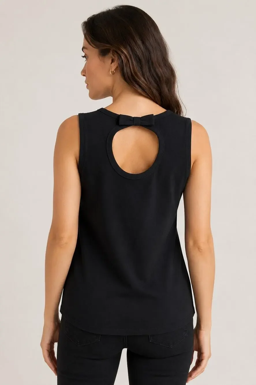 Kate Spade New York Black Bow Back Keyhole Tank Top – XS – Soft Stretch Cotton